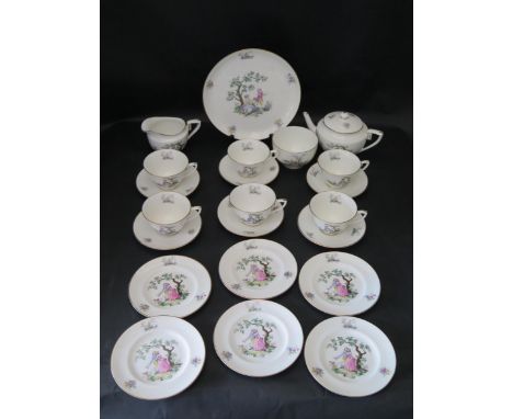 A Royal Worcester 'Watteau' Tea Set for Six 