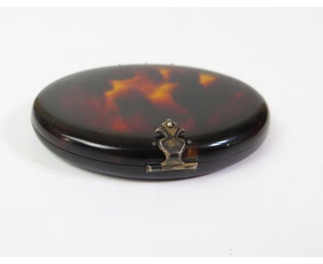 A 19th Century Tortoiseshell Pocket Locket with mirror and glazed panel for picture, 72 x 59mm 