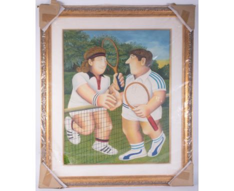 Beryl Cook (1926-2008) 'Tennis' signed print, 299/300, overall size 97cm x 115cm (including frame), framed and glazed.
