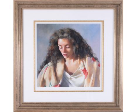 Robert Lenkiewicz (1941-2002) 'Study of Anna' signed limited edition print 12/750, with certificate, 37cm x 37cm, framed and 
