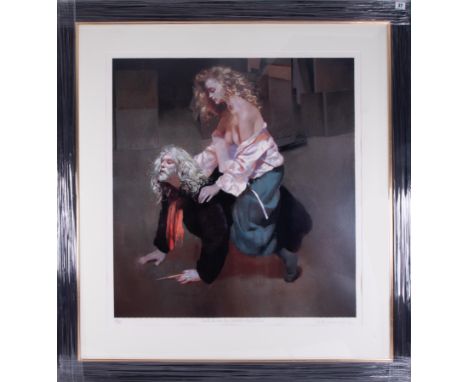 Robert Lenkiewicz (1941-2002) 'Painter with Lisa' signed limited edition print 158/395, 80cm x 75cm, framed and glazed.