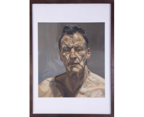 Lucian Freud, open self-portrait print, 87cm x 62cm (including frame).