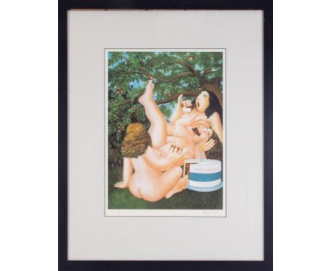 Beryl Cook (1926-2008) 'Birthday Cake' signed limited edition print 357/650, overall size 86cm x 70cm (including frame), with