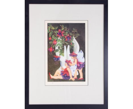 Beryl Cook (1926-2008) 'Fuchsia Fairies' signed limited edition print 574/650, overall size 81cm x 63cm (including frame), fr