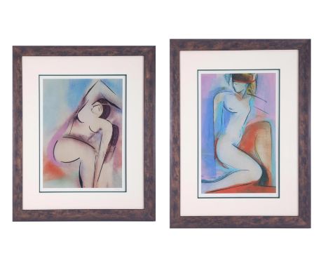 Mary Stork, 'Muse' signed limited edition print 4/250 and 'Candid' signed limited edition print 4/250, 46cm x 33cm, framed an