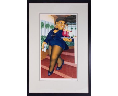 Beryl Cook (1926-2008) 'Cocktails for Three' signed limited edition print 220/300, overall size 109cm x 74cm (including frame