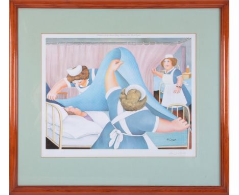 Beryl Cook (1926-2008) 'Angels' signed print, stamped FLB, 31cm x 40cm, framed and glazed.