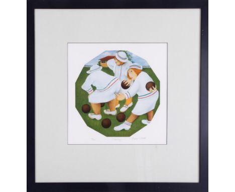 Beryl Cook (1926-2008) 'Sabotage' signed limited edition print 121/395, overall size 69cm x 67cm (including frame), framed an