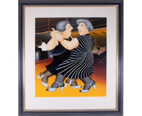 Beryl Cook (1926-2008) 'Dancing on the QE2' signed print, 244/300, overall size 102cm x 112cm (including frame), framed and g