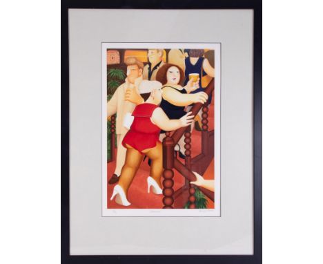 Beryl Cook (1926-2008) 'The Staircase' signed limited edition print 254/395, overall size 95cm x 74cm (including frame), fram