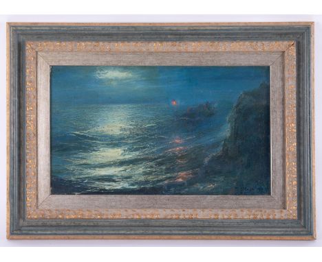 Guillermo Gómez Mayorga (Mexican 1887-1962), 'Seascape' oil on canvas, signed, 23cm x 38cm, framed.
