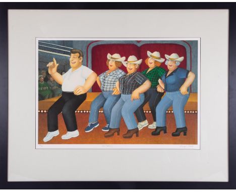 Beryl Cook (1926-2008) 'Line Dancing' signed limited edition print 33/395, overall size 82cm x 103cm (including frame), frame