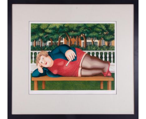 Beryl Cook (1926-2008) 'Bryant Park' signed limited edition print 14/300, overall size 84cm x 92cm (including frame), framed 