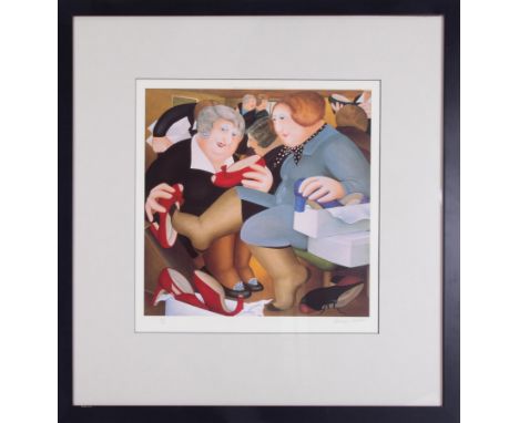 Beryl Cook (1926-2008) 'Shoe Shop' signed limited edition print 244/650, overall size 80cm x 77cm (including frame), framed a