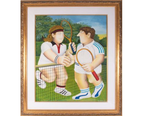 Beryl Cook (1926-2008) 'Tennis' signed print, 297/300, overall size 97cm x 115cm (including frame), with certificate, framed 