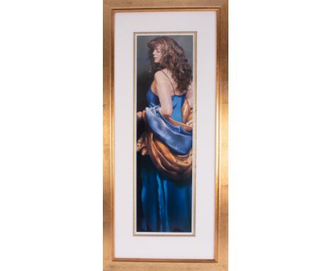 Robert Lenkiewicz (1941-2002) 'Karen In Blue' signed limited edition print 125/475, overall size 100cm x 47cm, framed and gla