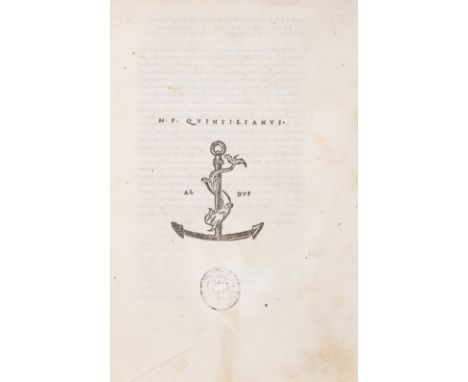 Quintilianus (Marcus Fabius) M.F. Quintilianus. [De institutione oratoria], [edited by Andrea Navagero & Giovanni Battista Ra