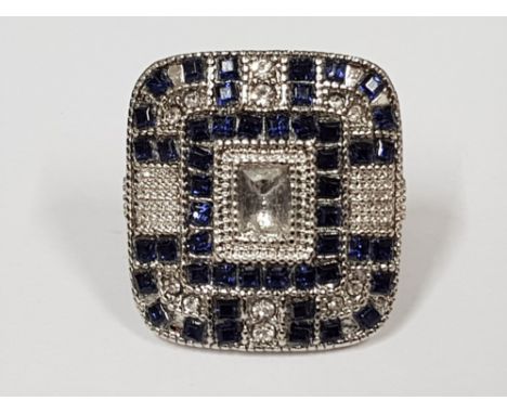 LARGE ART DECO STYLE DRESS RING, SIZE P