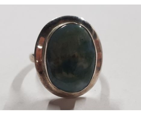 SILVER BLUE STONE RING, 8.1G SIZE N1/2