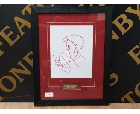 FRAMED SIDE PROFILE DRAWING OF A BOY BY MICHAEL JACKSON, ADDITIONALLY SIGNED BY THE MAN HIMSELF