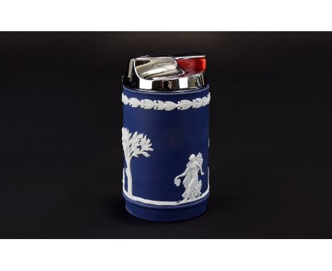 Wedgwood Portland Blue Jasper Lighter - In Original Box and With Certificate. 3.5 Inches High. 