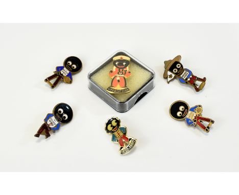 A Collection Of Vintage Robertsons Golden Shred Mascot Brooches Six in total to include set of four 1960's sporting theme pin