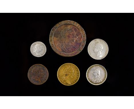 A Good Collection of British Silver and Bronze Coins From The 18th / 19th Century ( 6 ) Six In Total. Comprises 1/ George III