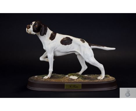 Royal Doulton Dog Figure ' The Pointer ' on Ceramic Plinth. DA110, Designer G. Tongue. Issued 1990 - 1995. Beswick No 3001, H