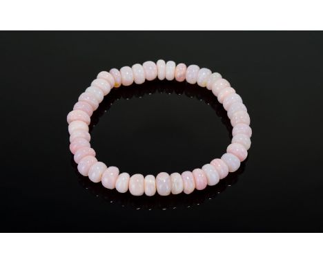 Natural Pink Opal Rondelle Bracelet, pink opal, mined in Peru, totalling approximately 75cts, carved into rondelles and threa