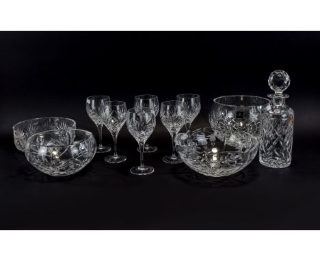 Collection Of Crystal To Include Royal Doulton, Royal Albert, Honour Crystal. Comprising Glasses, Bowls, Decanter etc