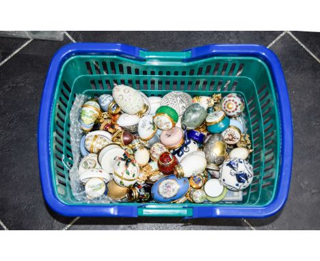 A Large Collection Of Decorative Easter Eggs And Trinket Boxes An interesting and varied collection to include several enamel