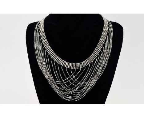 A Vintage Style Cut Steel Bead Choker Art deco style choker comprising five rows of cut steel beads with a further 33 strands