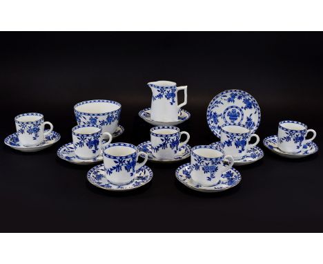 Jackson and Gosling of Fenton England c.1866 - 1880 Rare and Original ( 19 ) Piece Tea Service ' Blue Delft ' Pattern. Compri