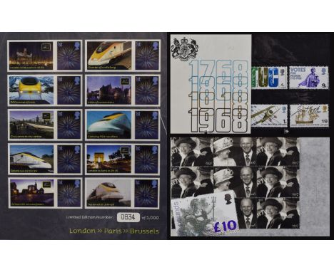 GB Stamp Interest. A Good Selection of Modern British Stamps. Includes - Eurostar Set of 10 Ltd Edition Stamps - Number 834 o