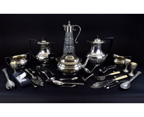 Collection of Silver Plated Ware including silver plated lidded claret jug, coffee pot, teapot and water jug, sugar basin, fo