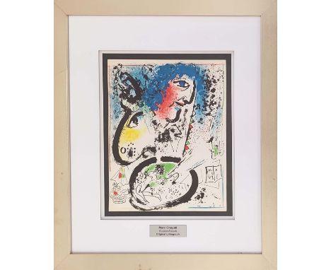 MARC CHAGALL (1887-1985), 'Self Portrait', original lithograph, 32cm x 24cm, framed 