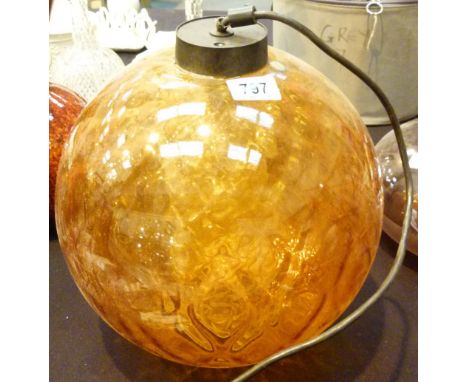 AMBER CEILING LIGHT. Large amber glass ball ceiling light, D: 30 cm