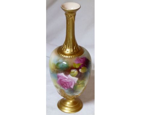 WORCESTER BUD VASE. Royal Worcester Roses bud vase, H: 20 cm