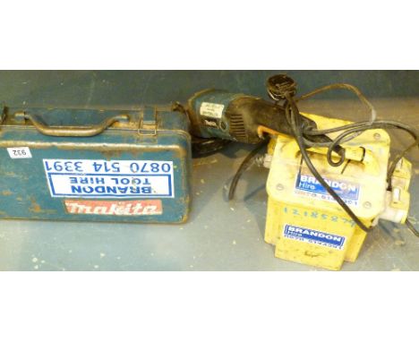 MAKITA ANGLE GRINDER AND HAMMER DRILL. Makita angle grinder and hammer drill with 110 volt transformer