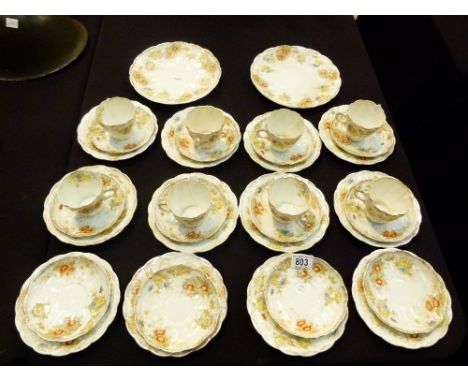 CLIFTON TEA SERVICE. Victorian Clifton china part tea service, eight trios plus extra pieces