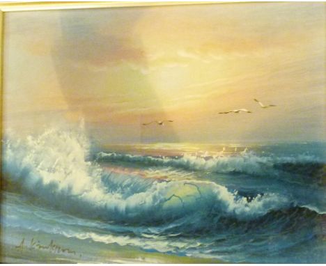 SEASCAPE OIL. Framed oil on canvas seascape indistinctly signed, 25 x 20 cm