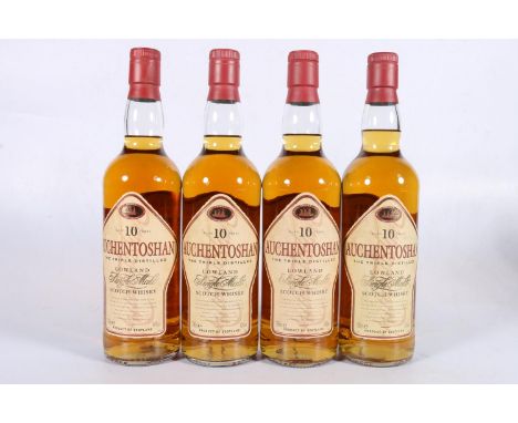 Four bottles of AUCHENTOSHAN 10 year old Lowland&nbsp;single malt Scotch whisky, old style bottling, 70cl 40% abv. (4) 