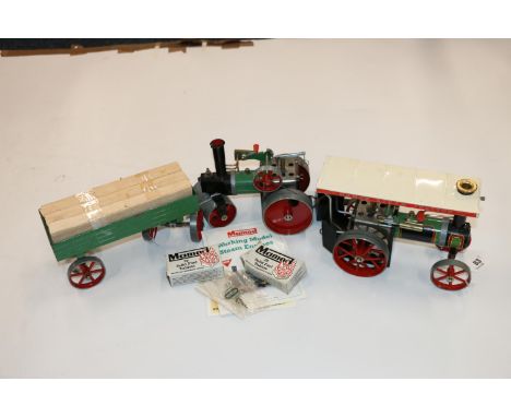 Mamod TE1a Steam Tractor live steam traction engine, also a steam roller and a wagon. (3) 
