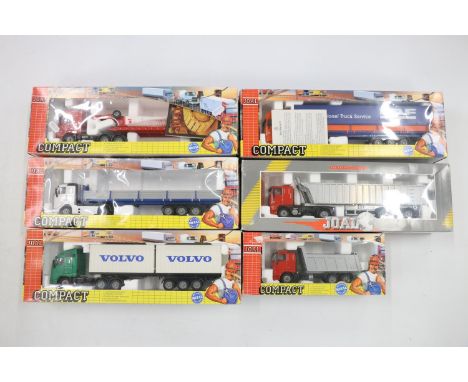 Six Joal 1:50 scale diecast models to include 331 Volvo FH12-420 dump truck, 332 Volvo FH16 Globetrotter XL, 337 Volvo FH12-4