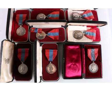 8 Elizabeth II Imperial Service medals to include: Elizabeth II (Tudor crown BRITT OMN variety 1953-54 c.9,000 issued) Imperi