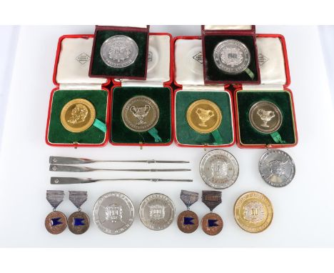 Rowing interest, a group of rowing medals to include a white metal Oxford V Cambridge Putney medal [R T RAIKES APRIL 8TH 1865