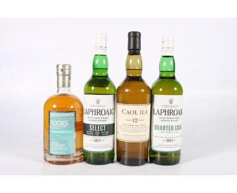 Four bottles of Islay&nbsp;single malt Scotch whisky to include CAOL ILA 12 year old 70cl 43% abv., BRUICHLADDICH Rocks 70cl 