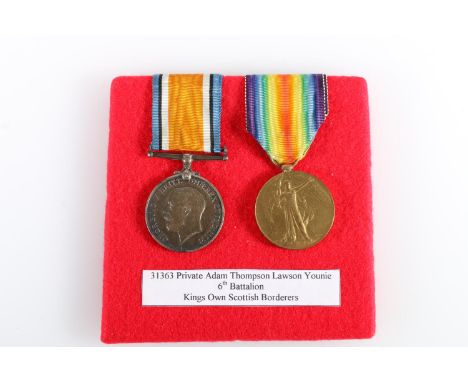 Medals of 31363 Private Adam Thompson Lawson Younie of the 6th Battalion King's Own Scottish Borderers comprising WWI British