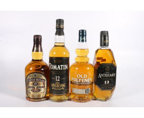 Four bottles of whisky to include OLD PULTENEY 12 year old single malt Scotch whisky 70cl 40% abv., TOMATIN 12 year old singl