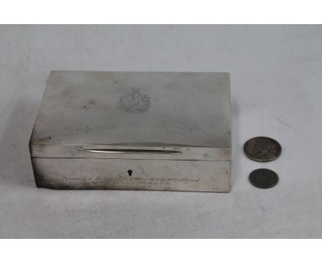 King's Own Scottish Borderers interest, a Victorian silver cigarette box by&nbsp;William Frederick Williams, London 1896, the